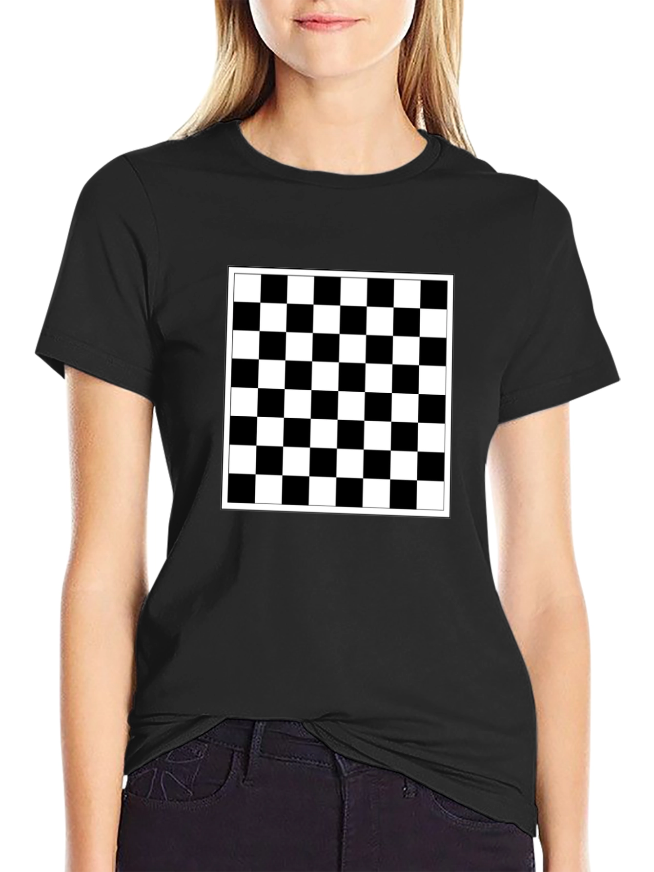 Checkered Black T-Shirt - Modern Style