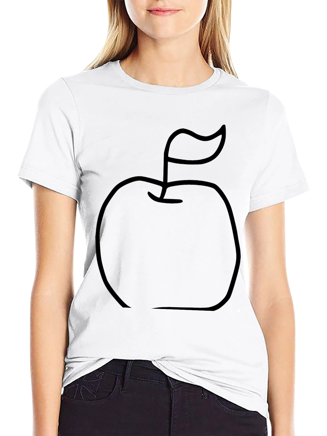 Black Apple Outline Graphic T-Shirt