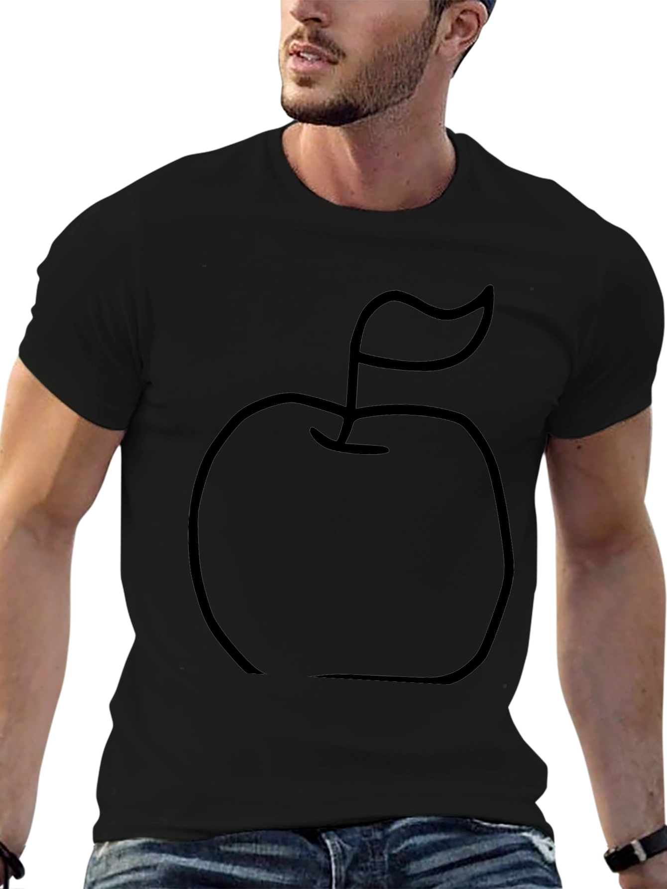 Black Apple Outline Graphic T-Shirt