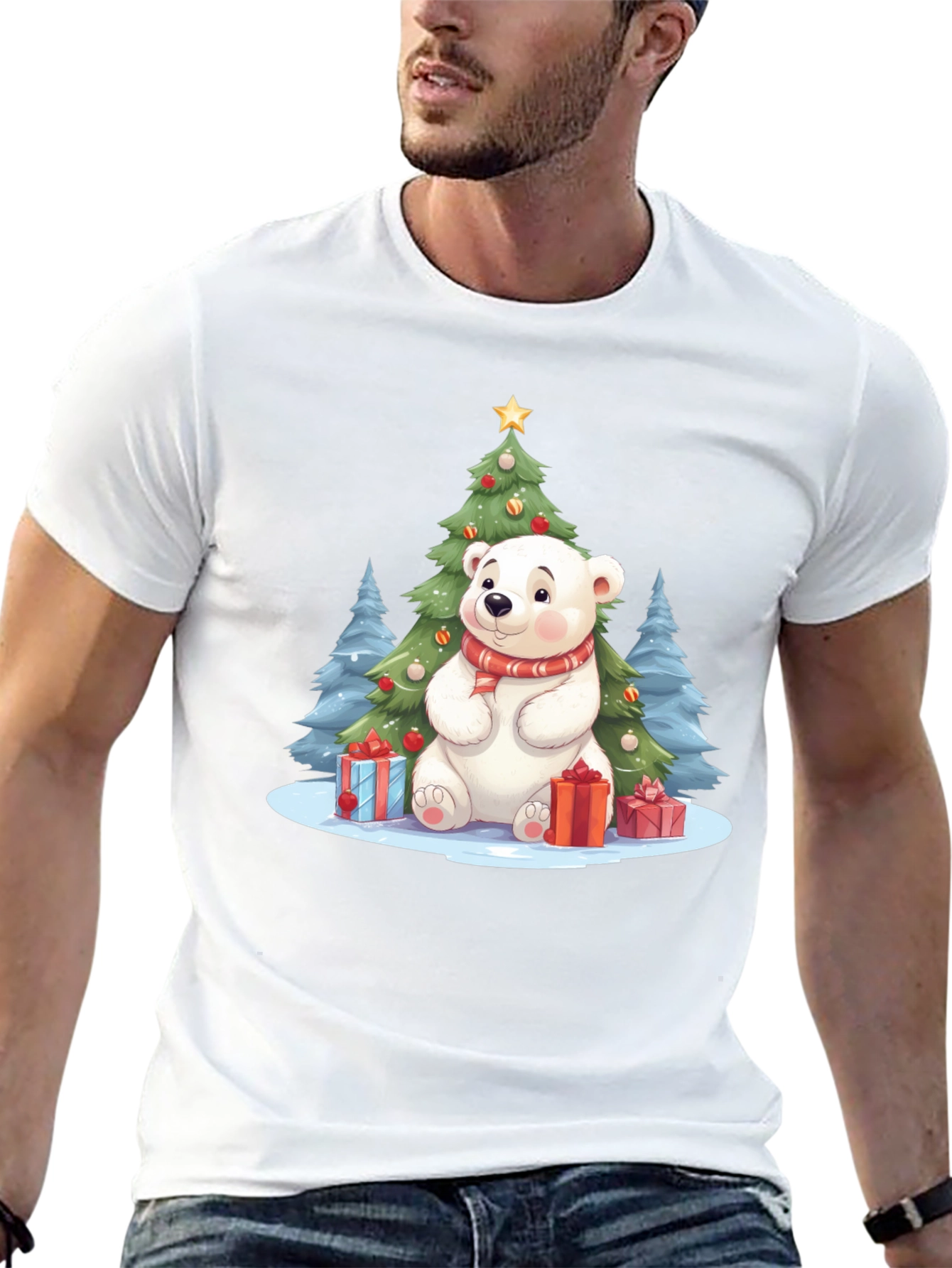 Festive Polar Bear Christmas T-Shirt