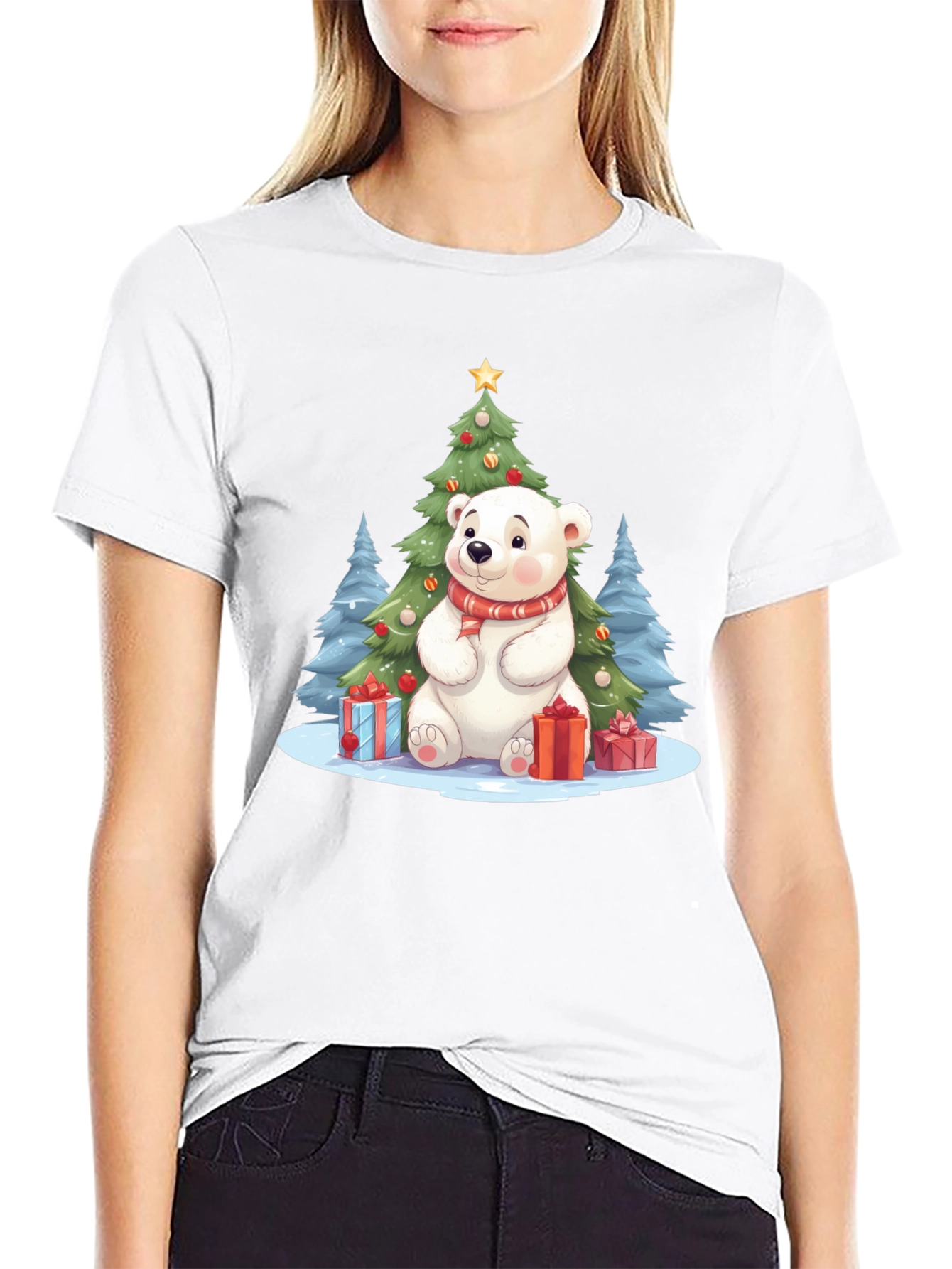 Festive Polar Bear Christmas T-Shirt