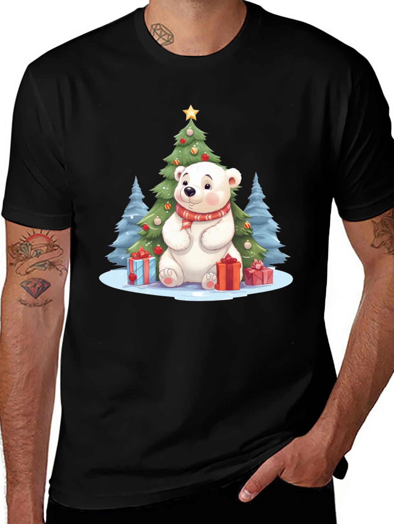 Festive Polar Bear Christmas T-Shirt