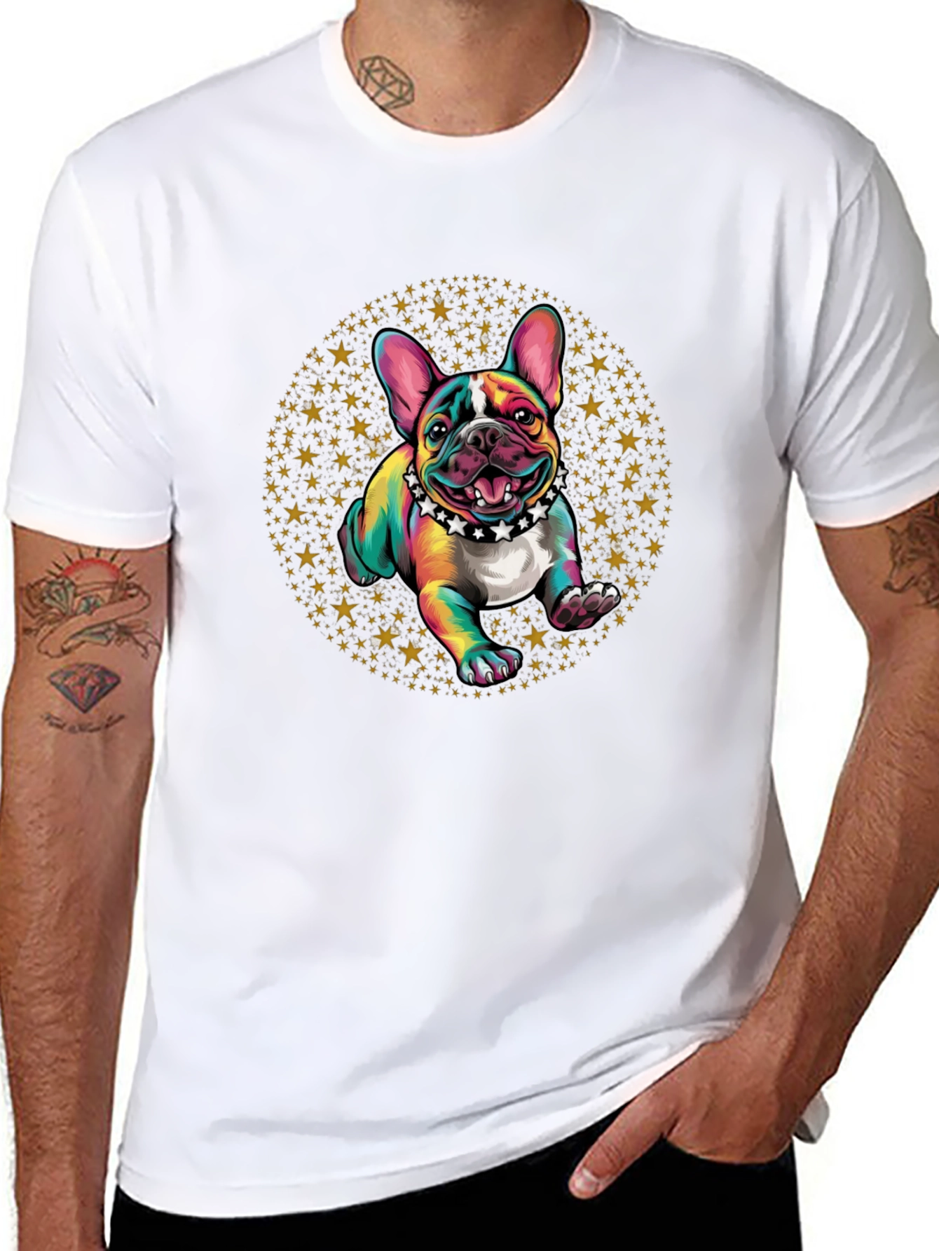 Rainbow French Bulldog Stars T-Shirt