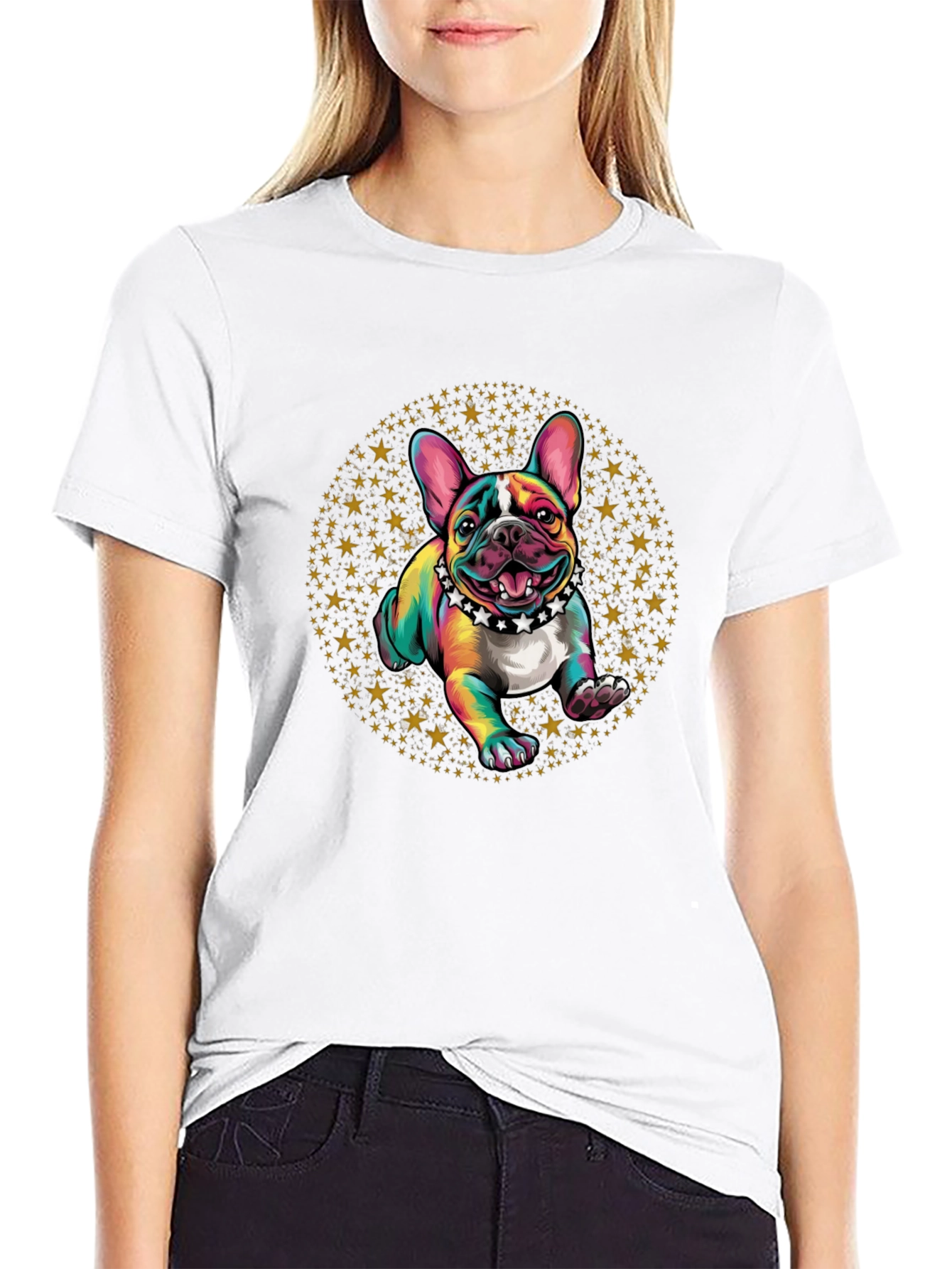 Rainbow French Bulldog Stars T-Shirt
