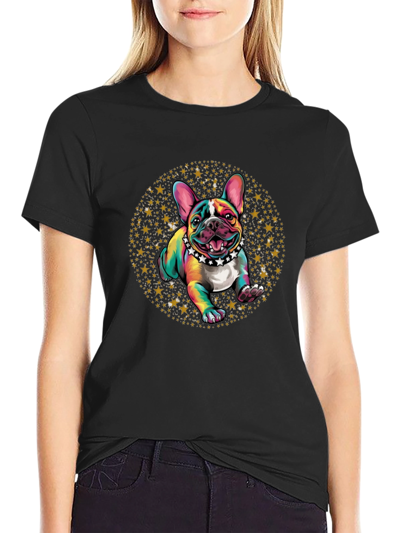 Rainbow French Bulldog Stars T-Shirt