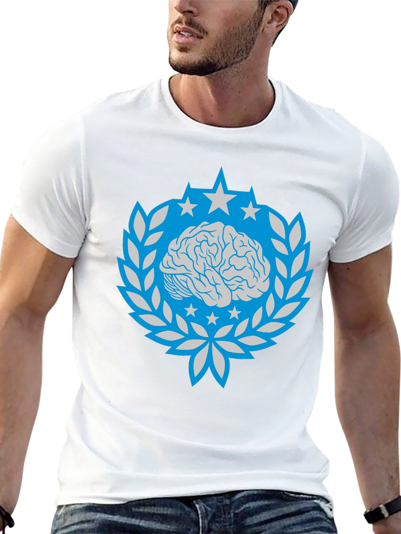 Brain Star Laurel Wreath Graphic Tee - Black