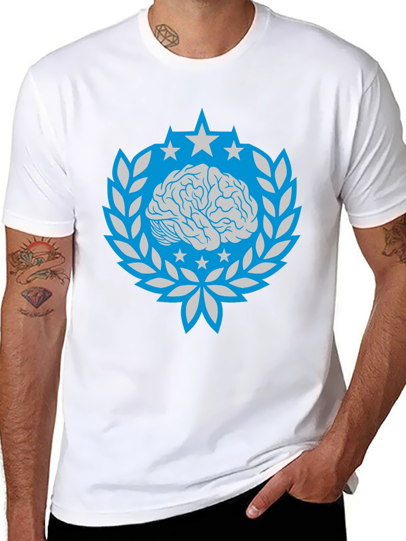 Brain Star Laurel Wreath Graphic Tee - Black