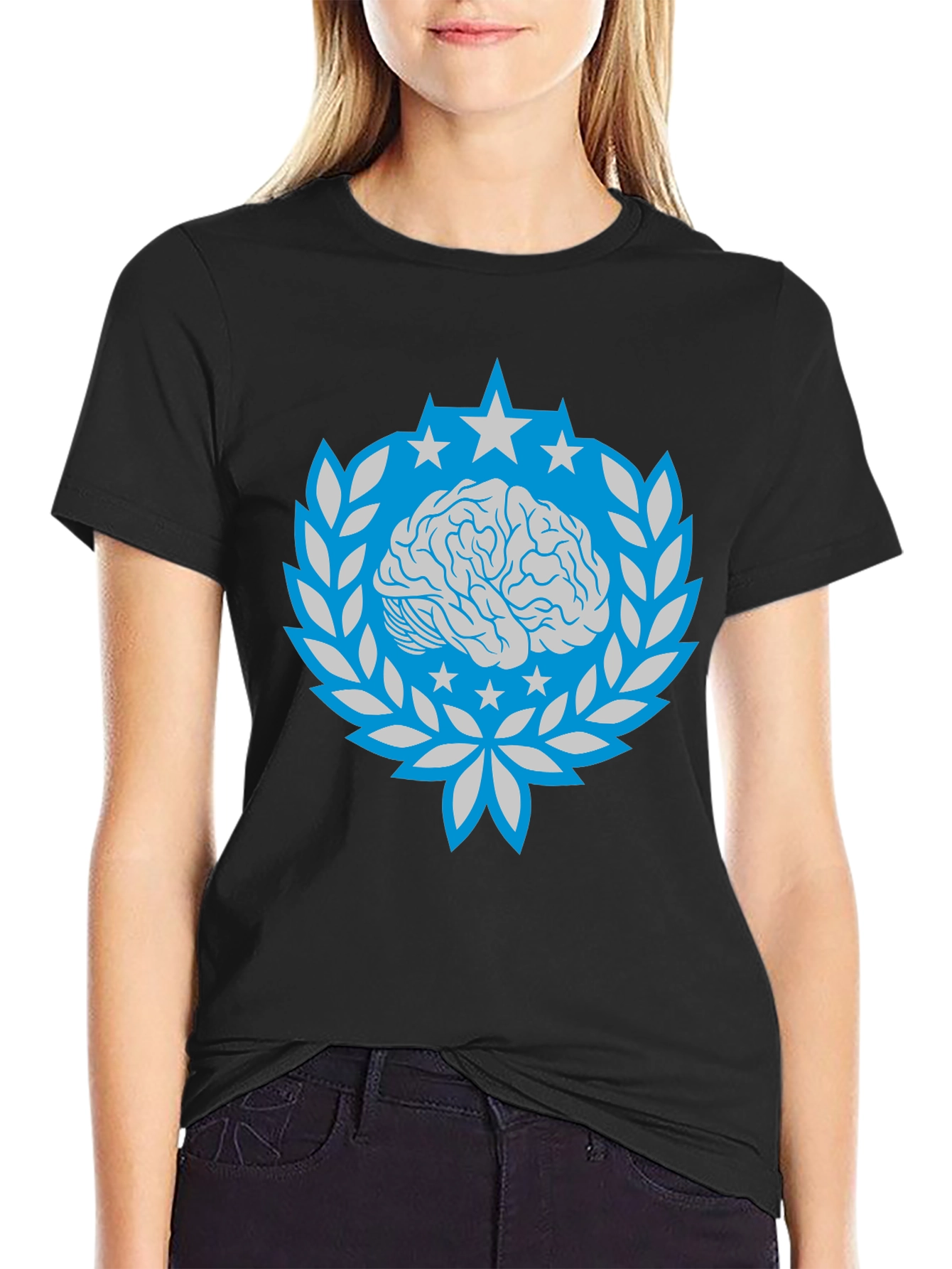 Brain Star Laurel Wreath Graphic Tee - Black