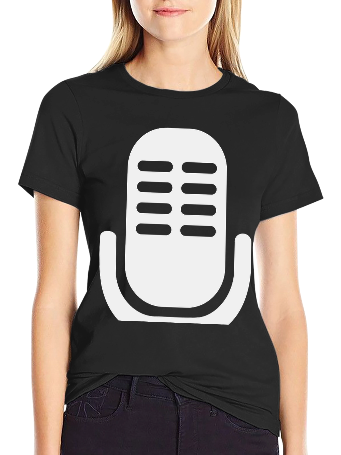 Retro Microphone Graphic T-Shirt - Classic Black Tee