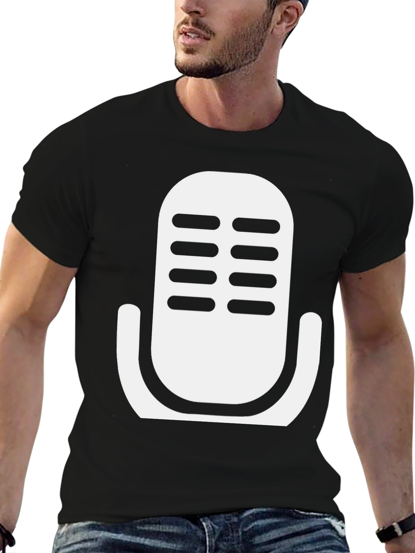 Retro Microphone Graphic T-Shirt - Classic Black Tee