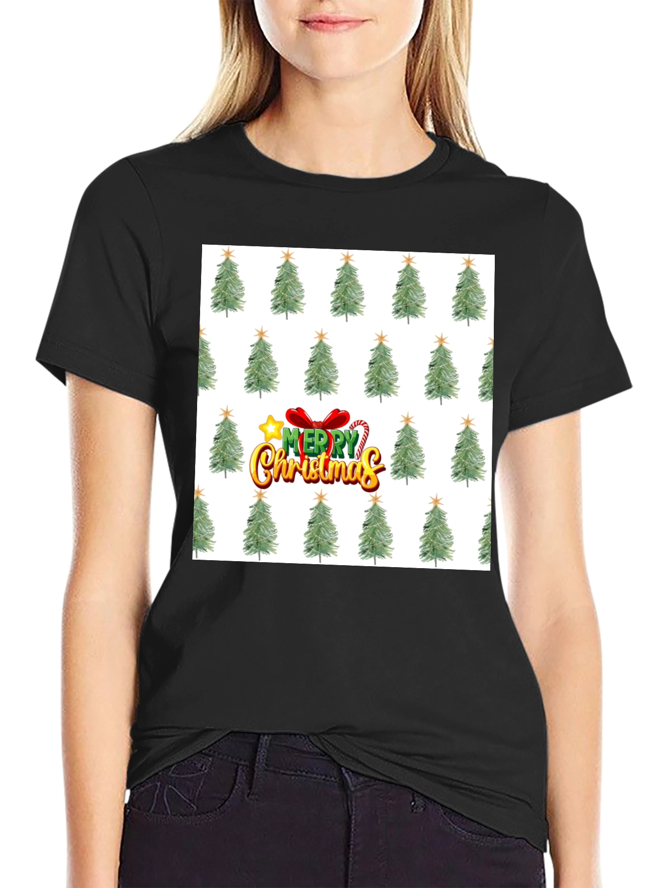 Christmas Tree Patterned T-Shirt