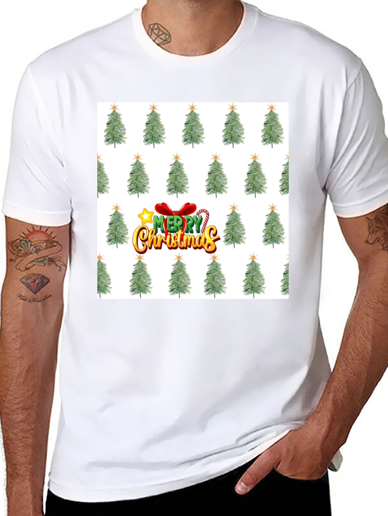 Christmas Tree Patterned T-Shirt