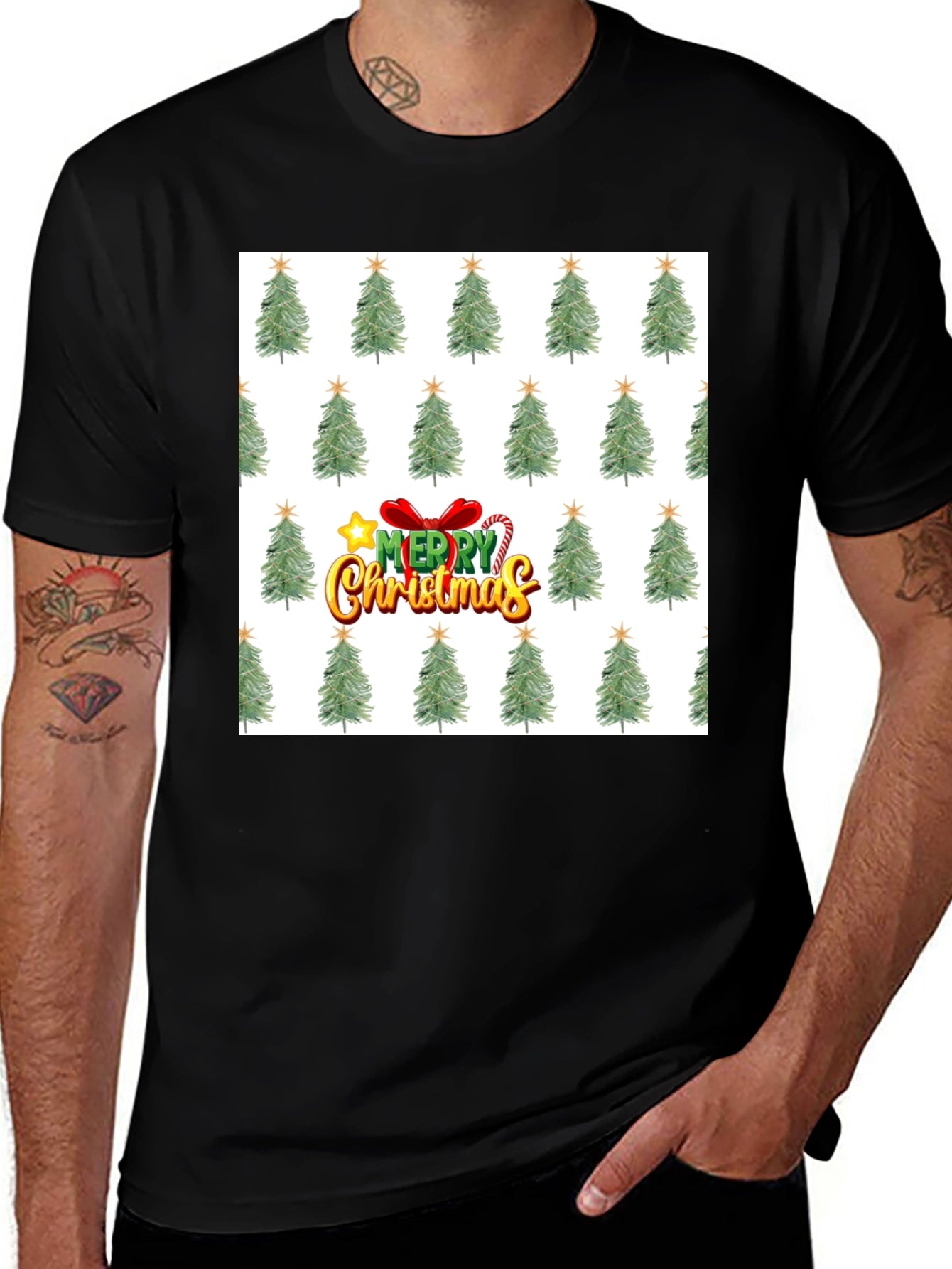 Christmas Tree Patterned T-Shirt