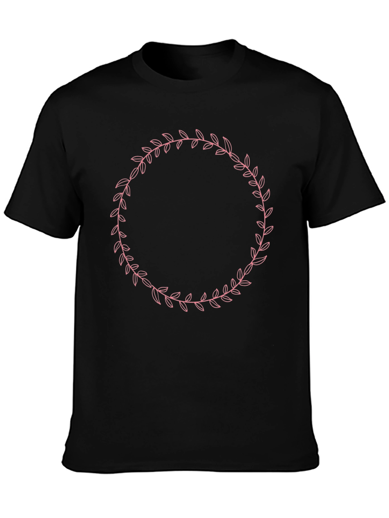 Elegant Leaf Wreath Graphic Tee - Unisex Black Shirt