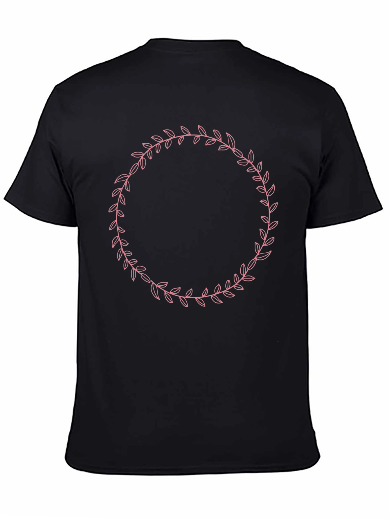 Elegant Leaf Wreath Graphic Tee - Unisex Black Shirt