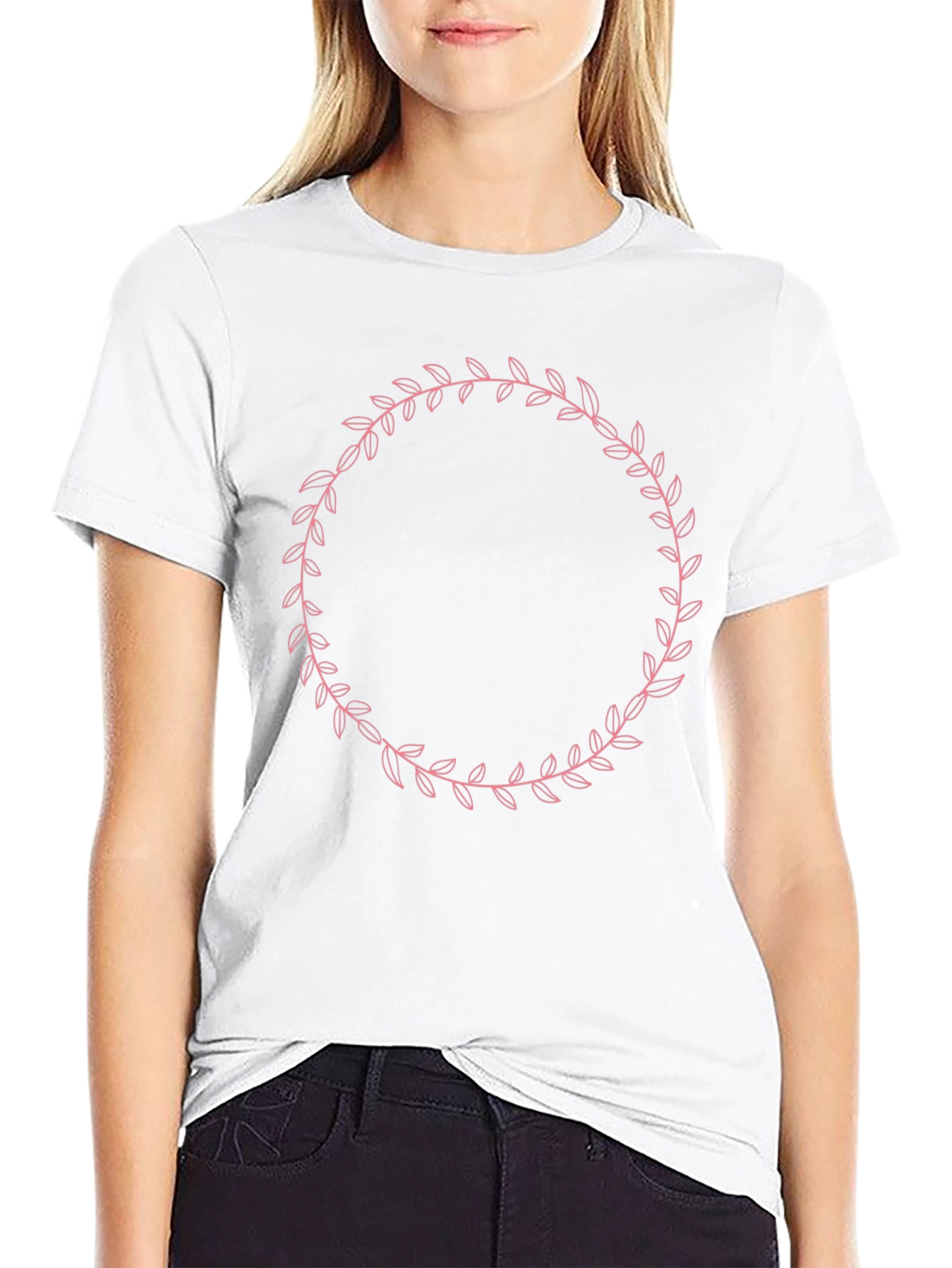 Elegant Leaf Wreath Graphic Tee - Unisex Black Shirt