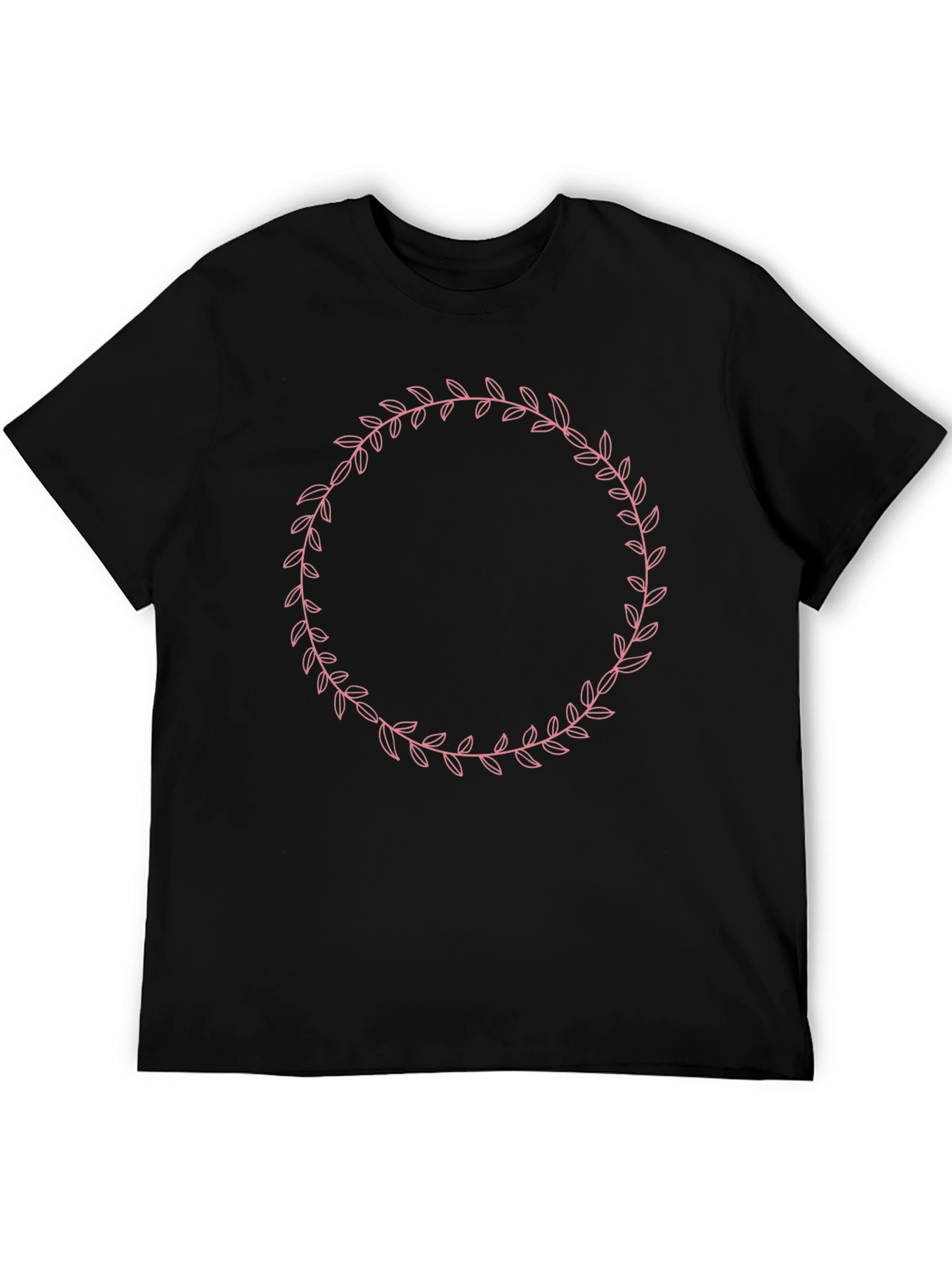 Elegant Leaf Wreath Graphic Tee - Unisex Black Shirt