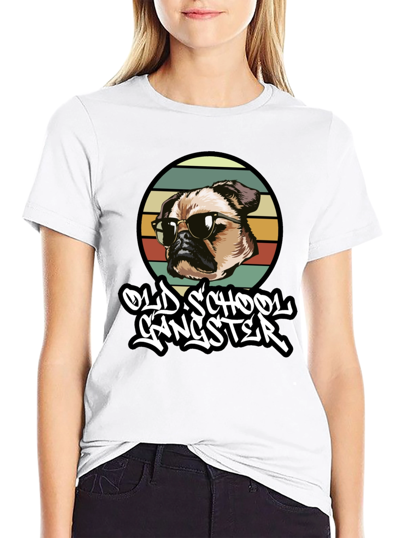 Old School Gangster Dog Graphic T-Shirt