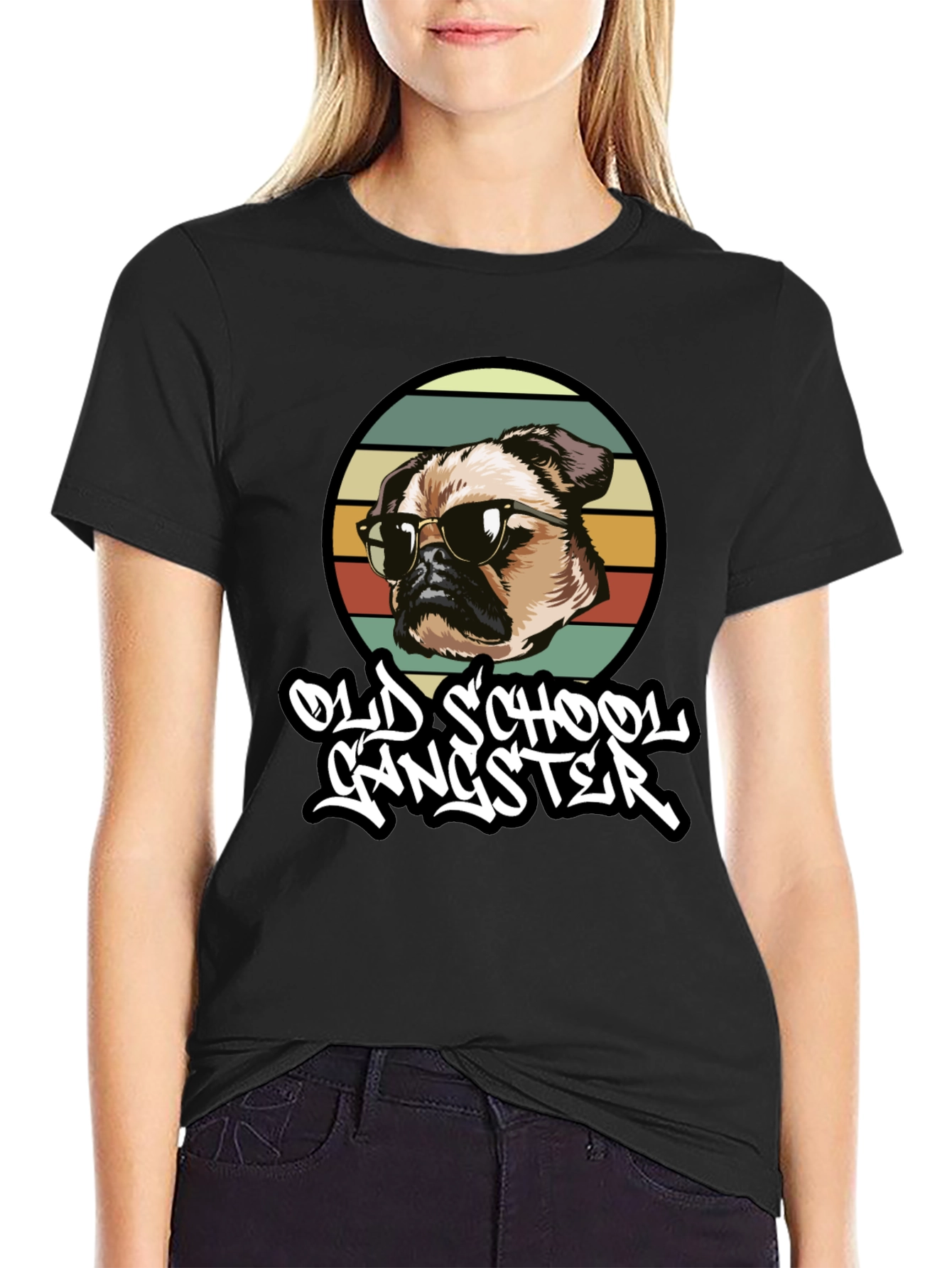 Old School Gangster Dog Graphic T-Shirt
