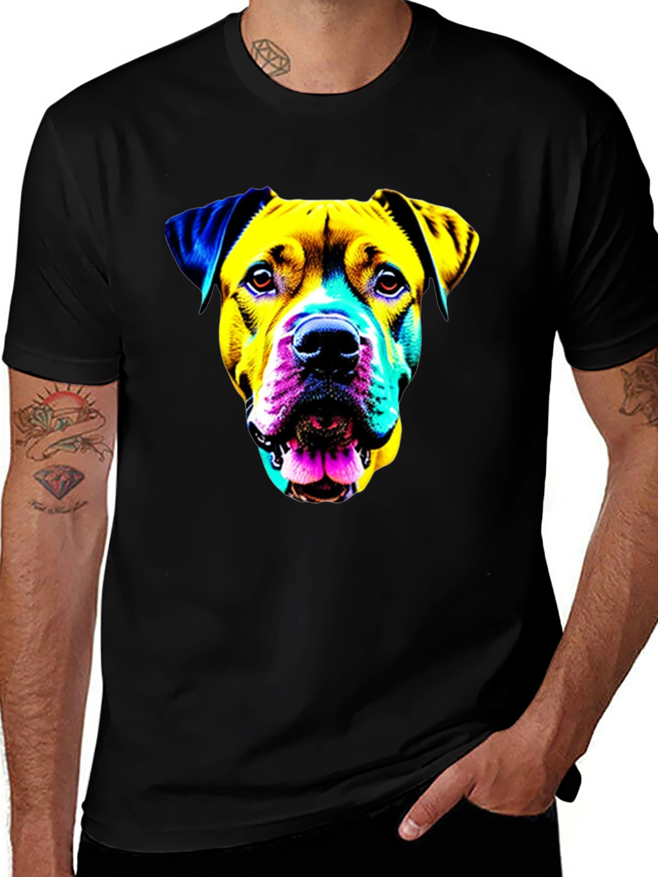 Dog Pop Art T-Shirt - Black Graphic Tee