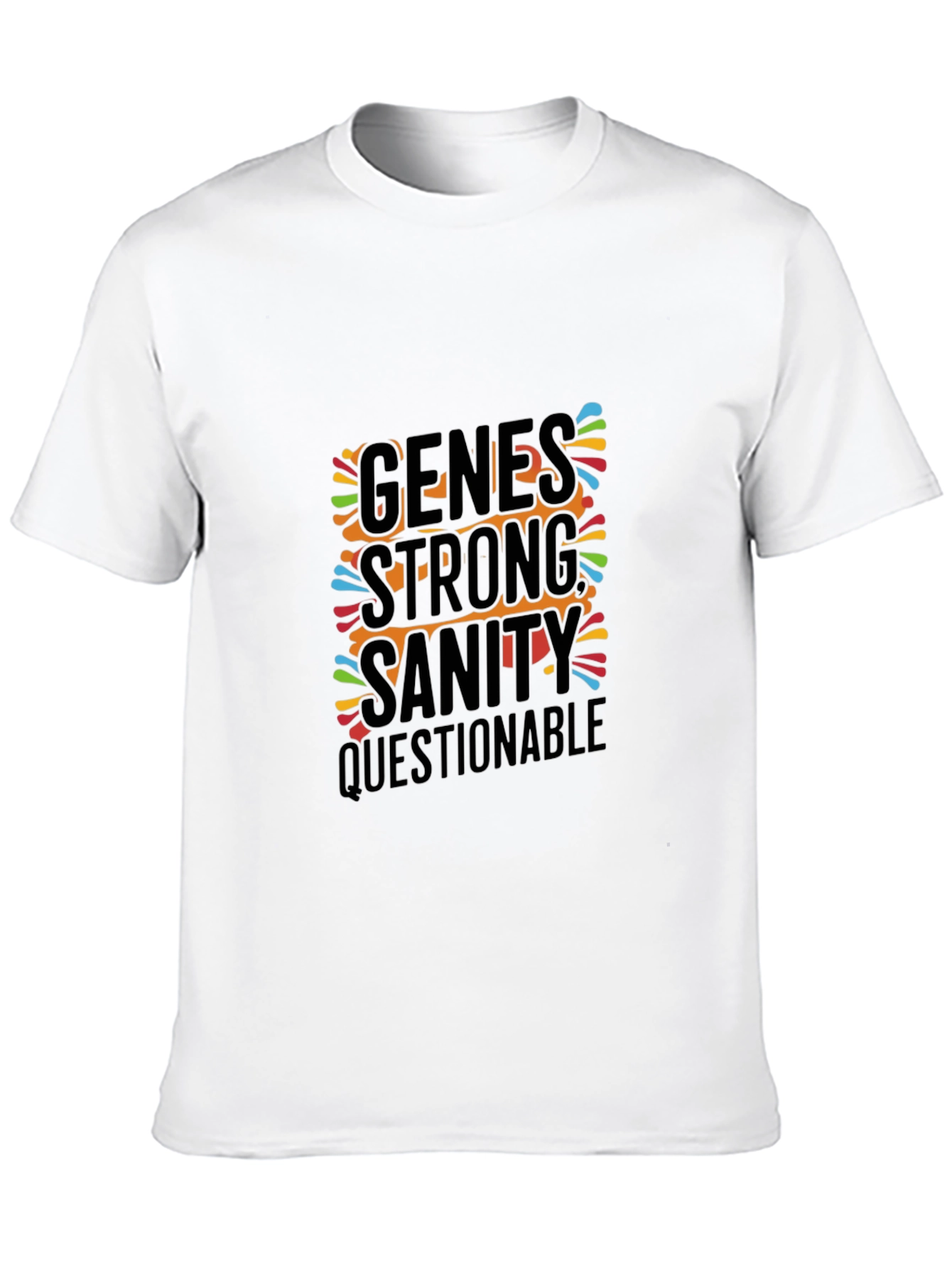Genes Strong Sanity Questionable Mens Black T-Shirt