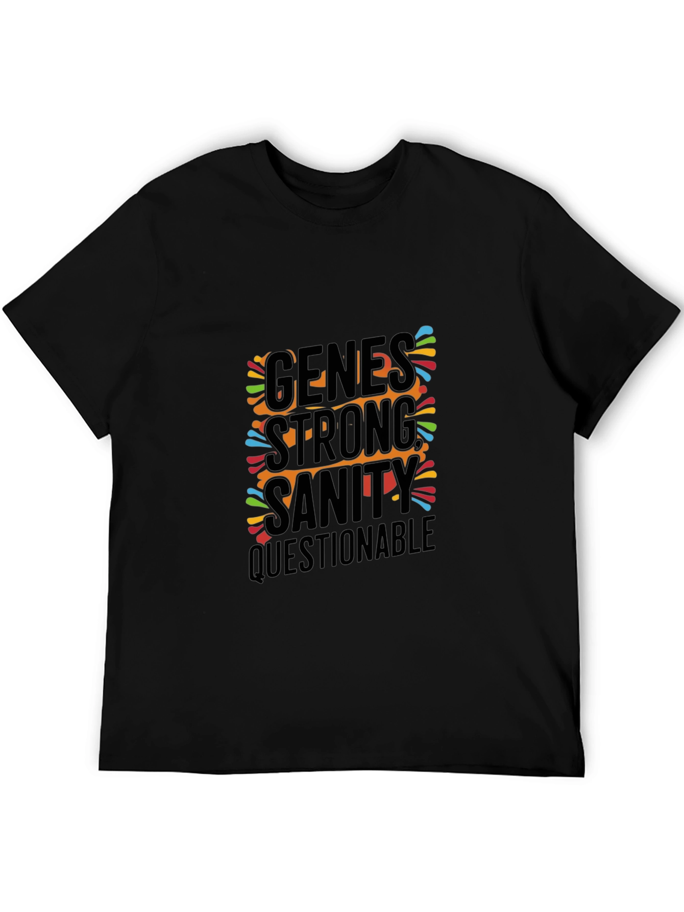 Genes Strong Sanity Questionable Mens Black T-Shirt