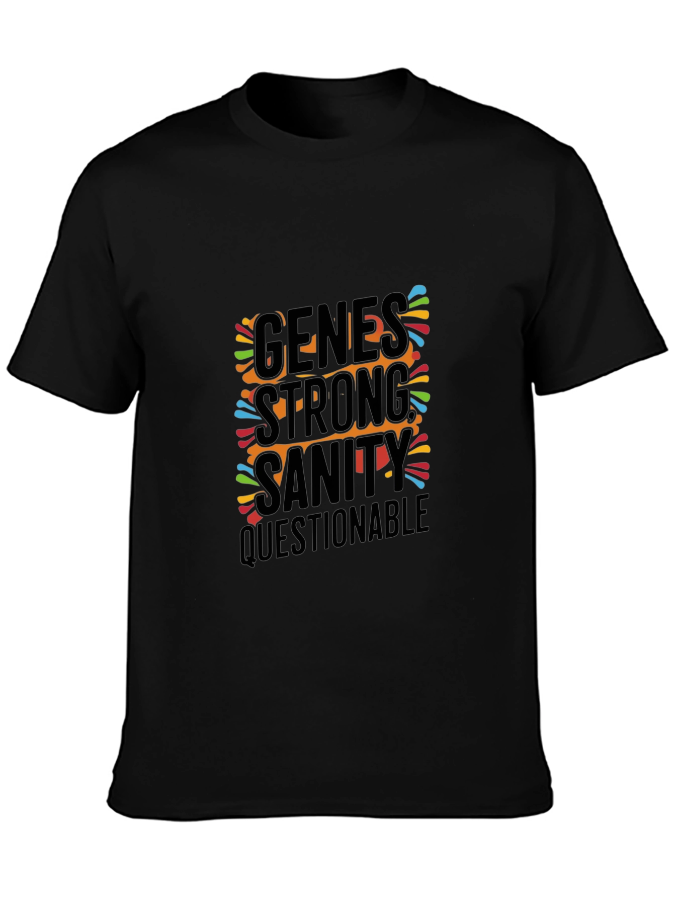 Genes Strong Sanity Questionable Mens Black T-Shirt