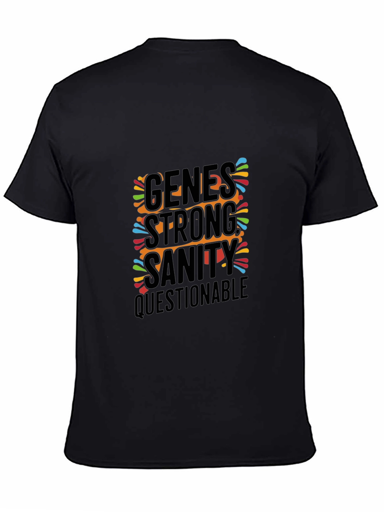 Genes Strong Sanity Questionable Mens Black T-Shirt