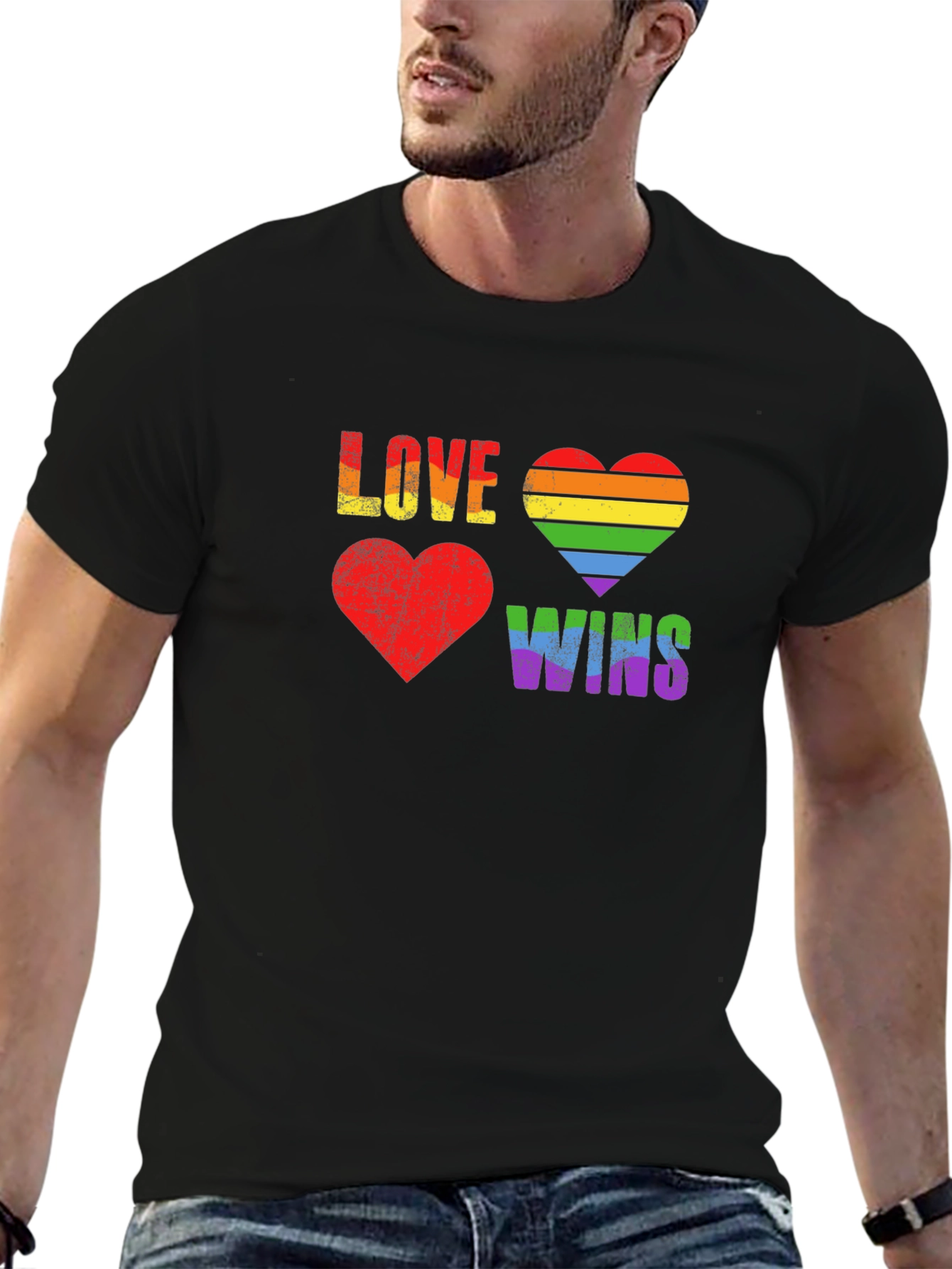 Love Wins Rainbow Heart Graphic Tee
