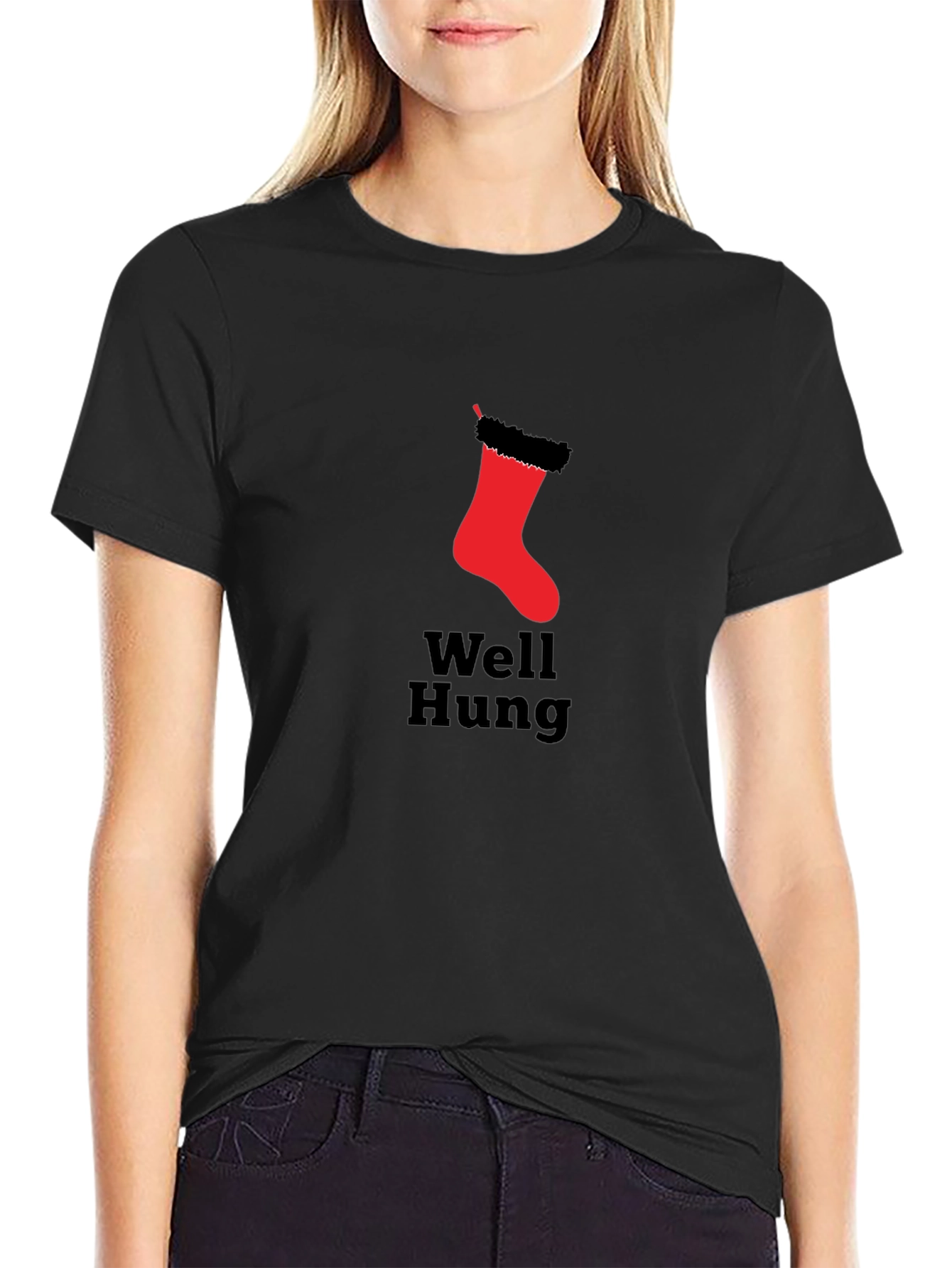 Well Hung Christmas Stocking Graphic T-Shirt