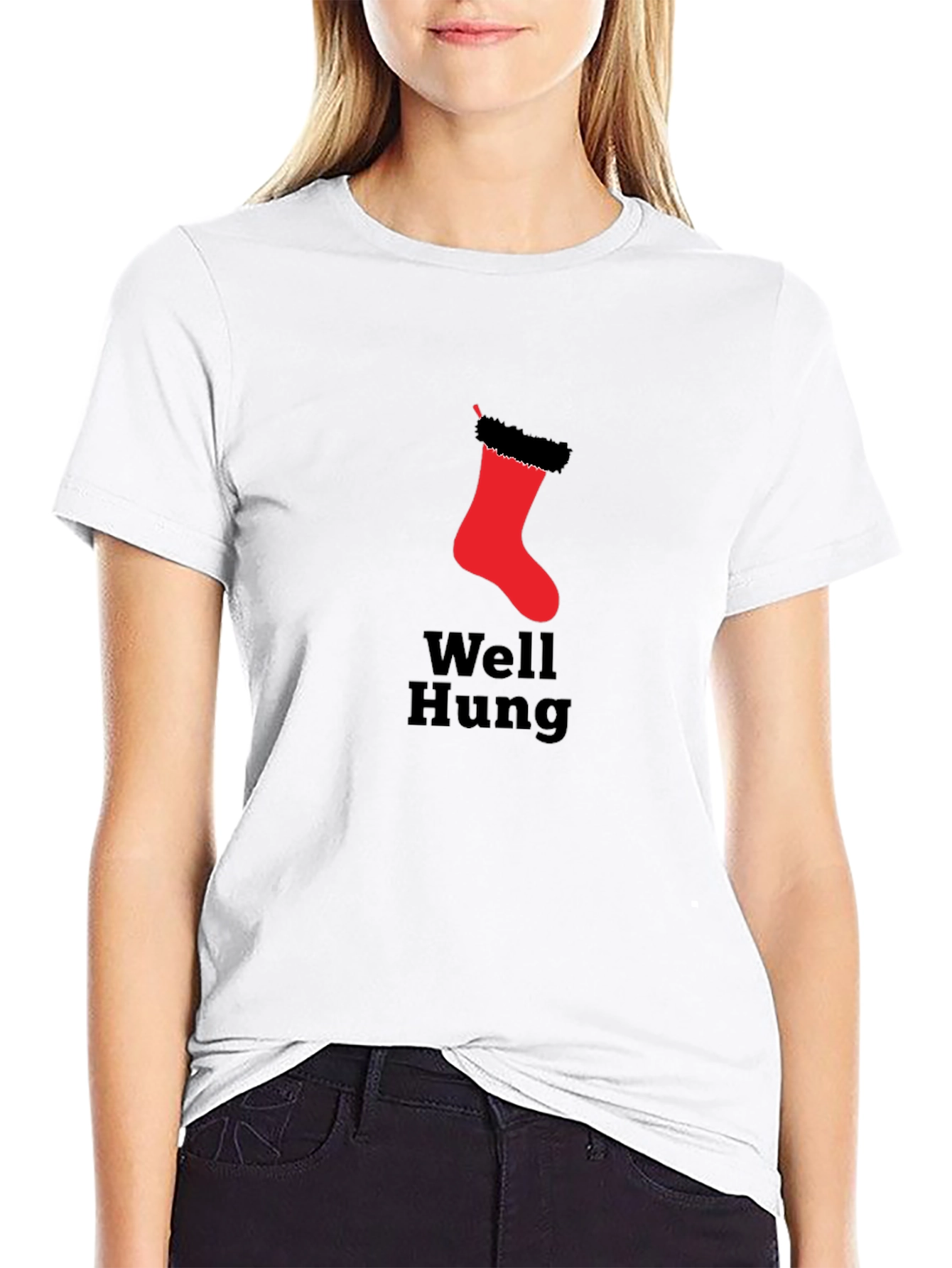 Well Hung Christmas Stocking Graphic T-Shirt