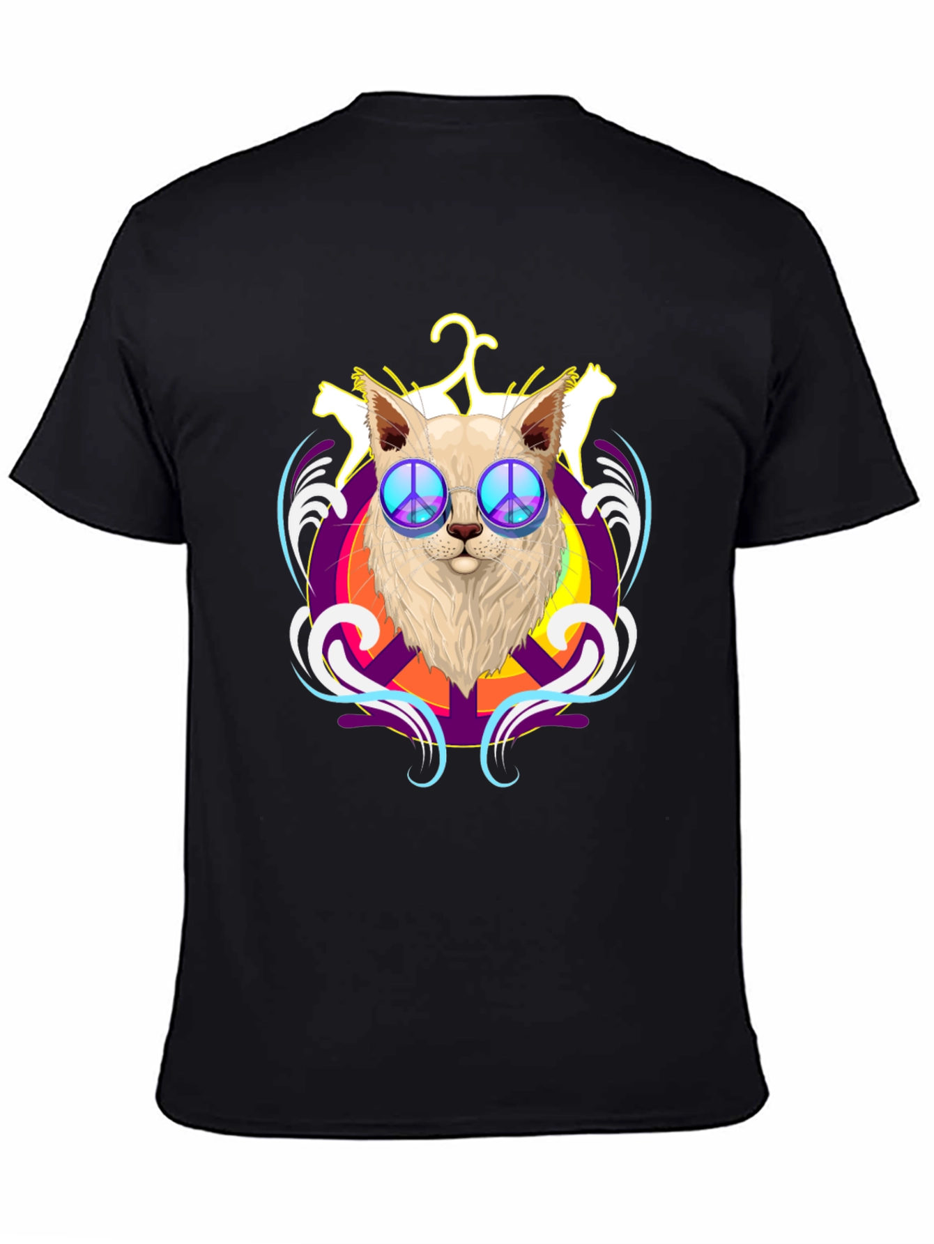Peace Cat T-Shirt - Black