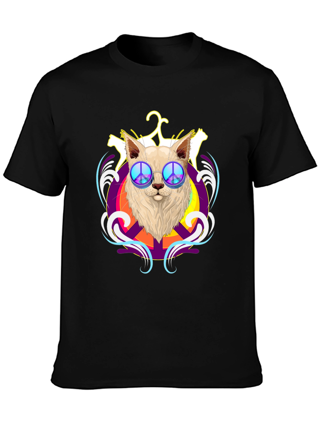 Peace Cat T-Shirt - Black