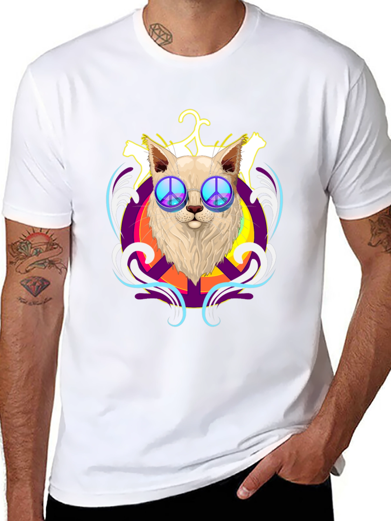 Peace Cat T-Shirt - Black