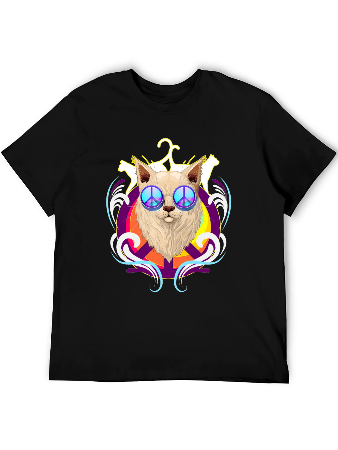 Peace Cat T-Shirt - Black