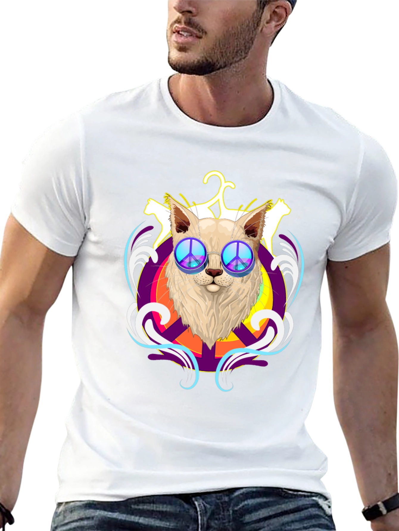 Peace Cat T-Shirt - Black