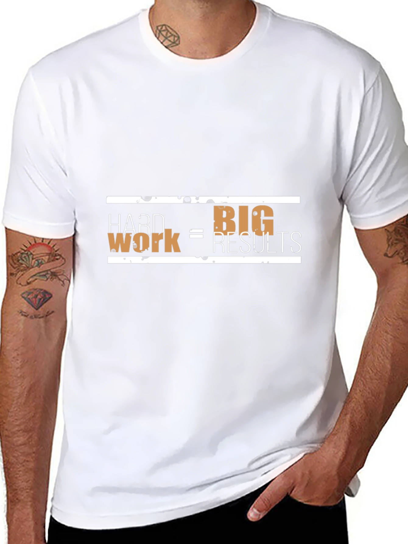 Hard Work = Big Results Mens Black T-Shirt