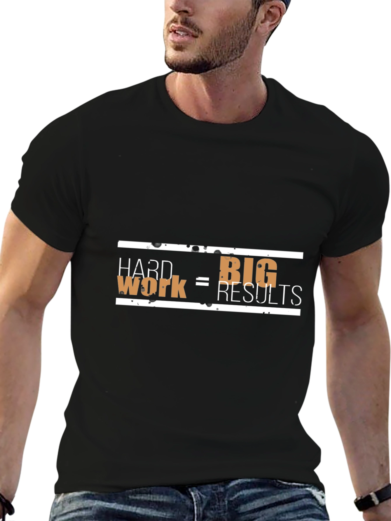 Hard Work = Big Results Mens Black T-Shirt