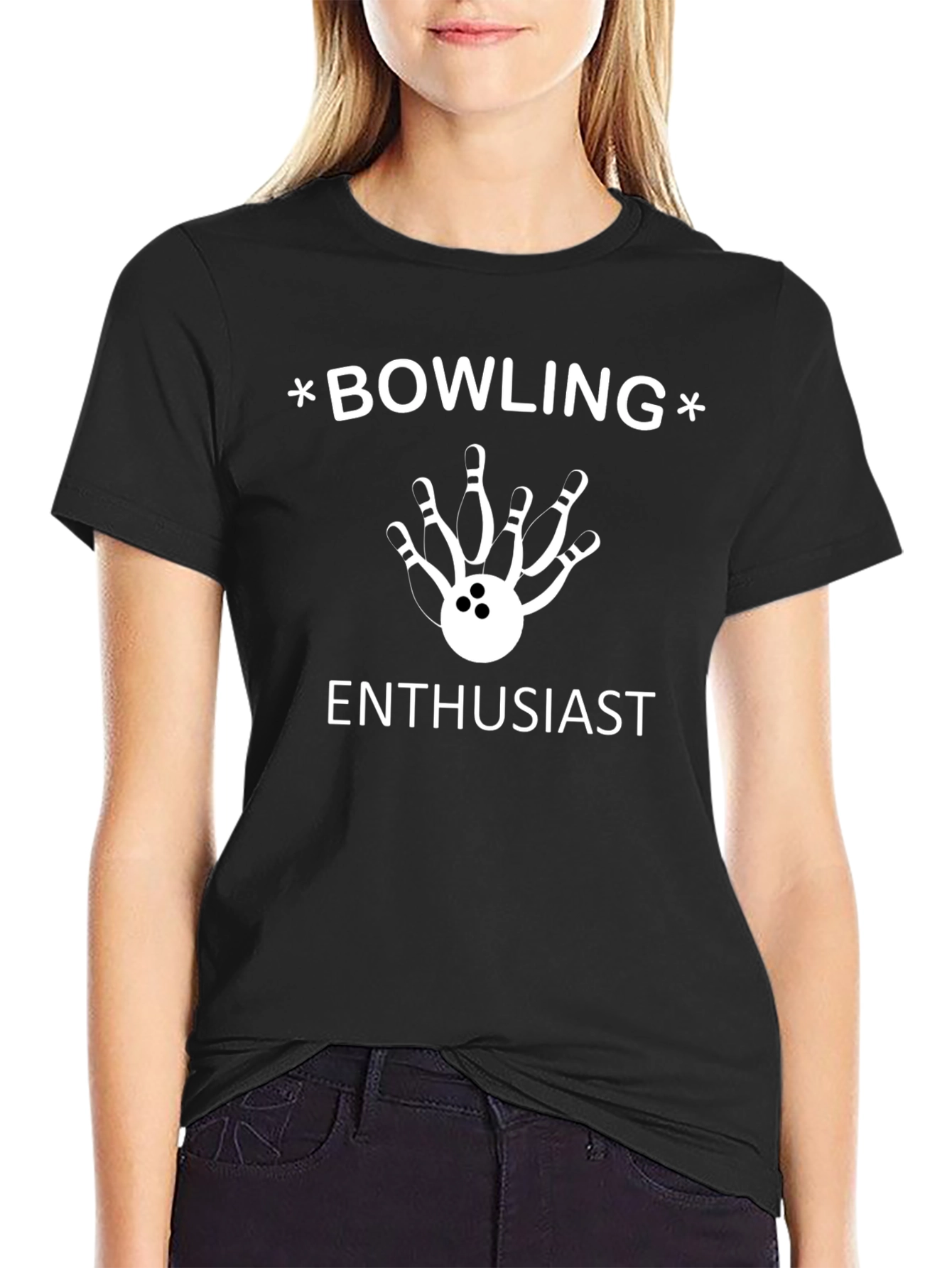 Bowling Enthusiast Graphic Tee - Black
