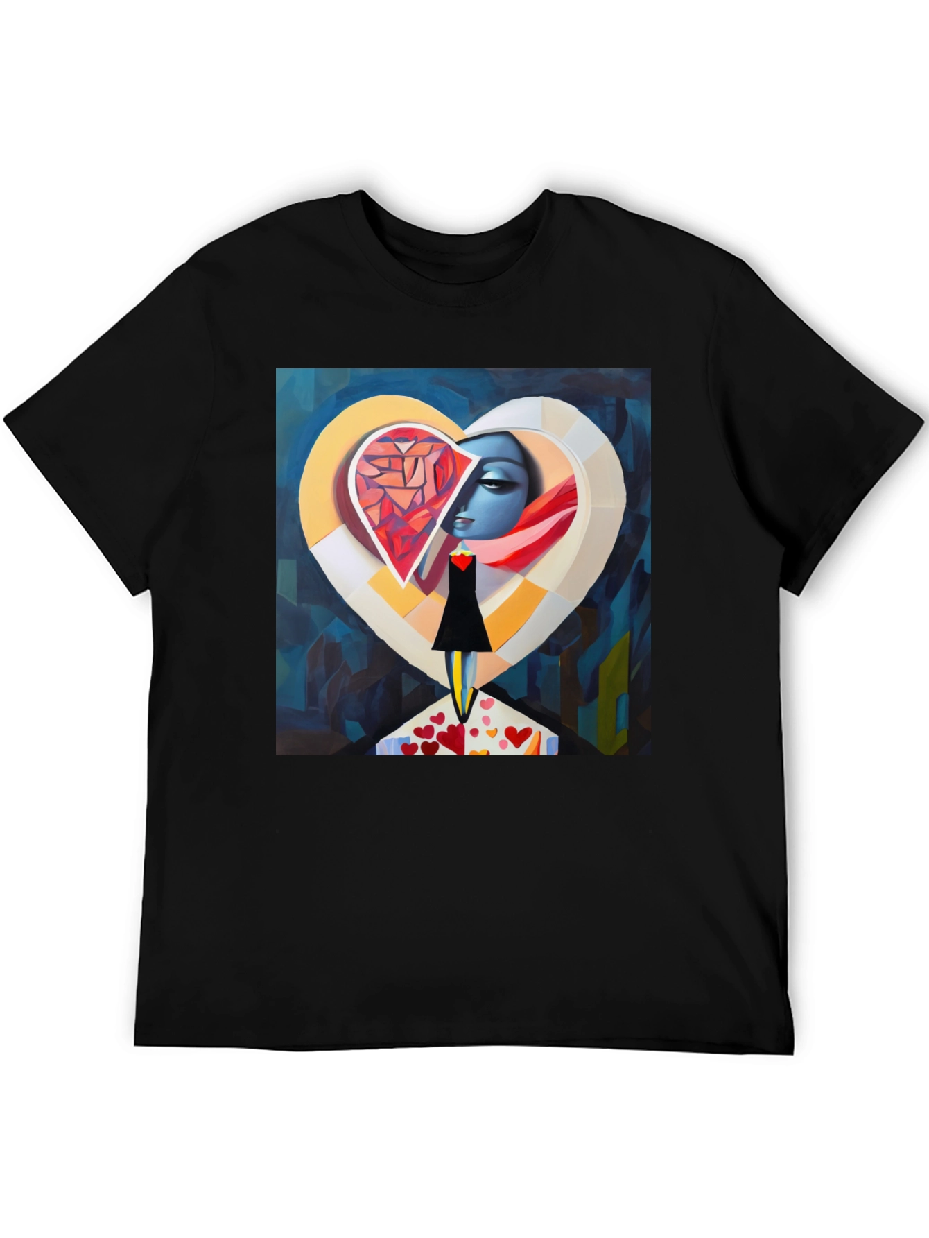 Abstract Heart Graphic Black T-Shirt