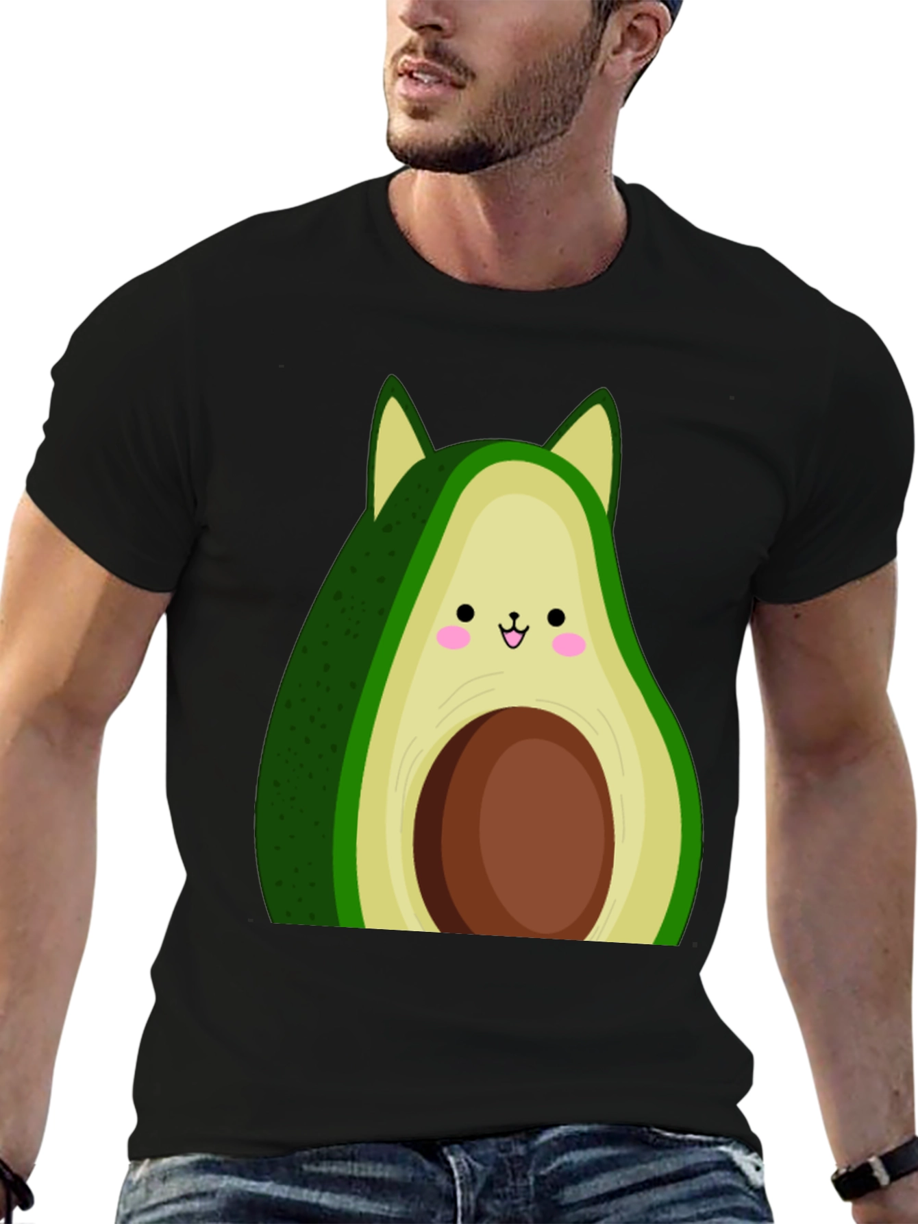 Avocado Cat Graphic Tee - Cute Kawaii Style