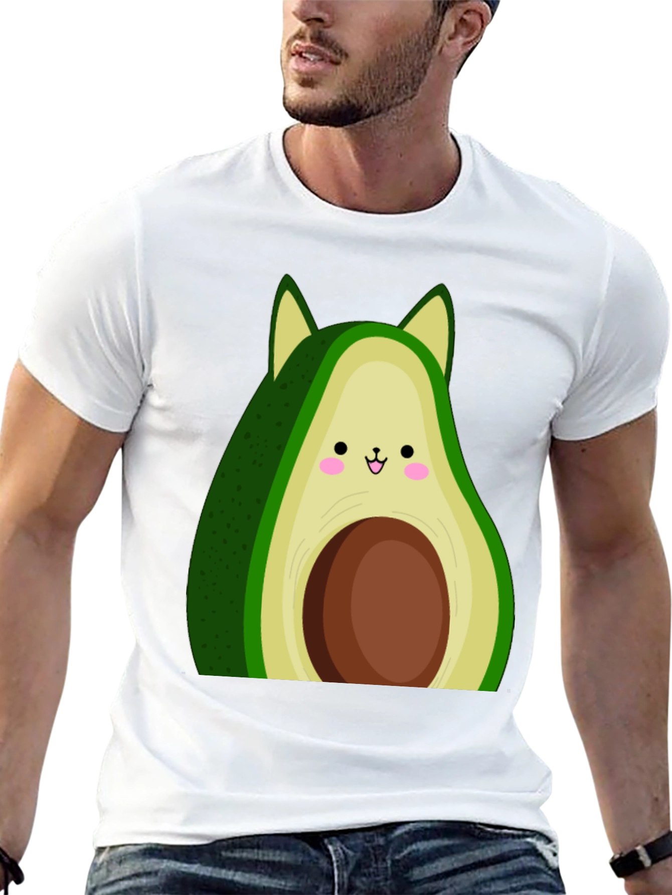 Avocado Cat Graphic Tee - Cute Kawaii Style