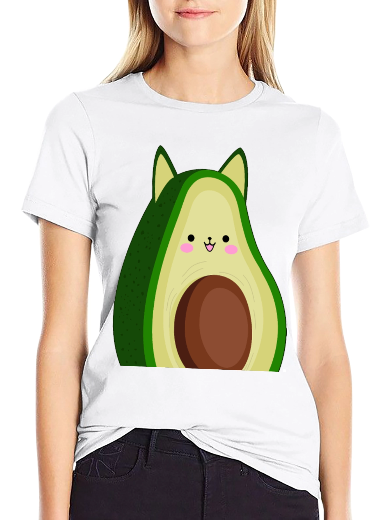 Avocado Cat Graphic Tee - Cute Kawaii Style