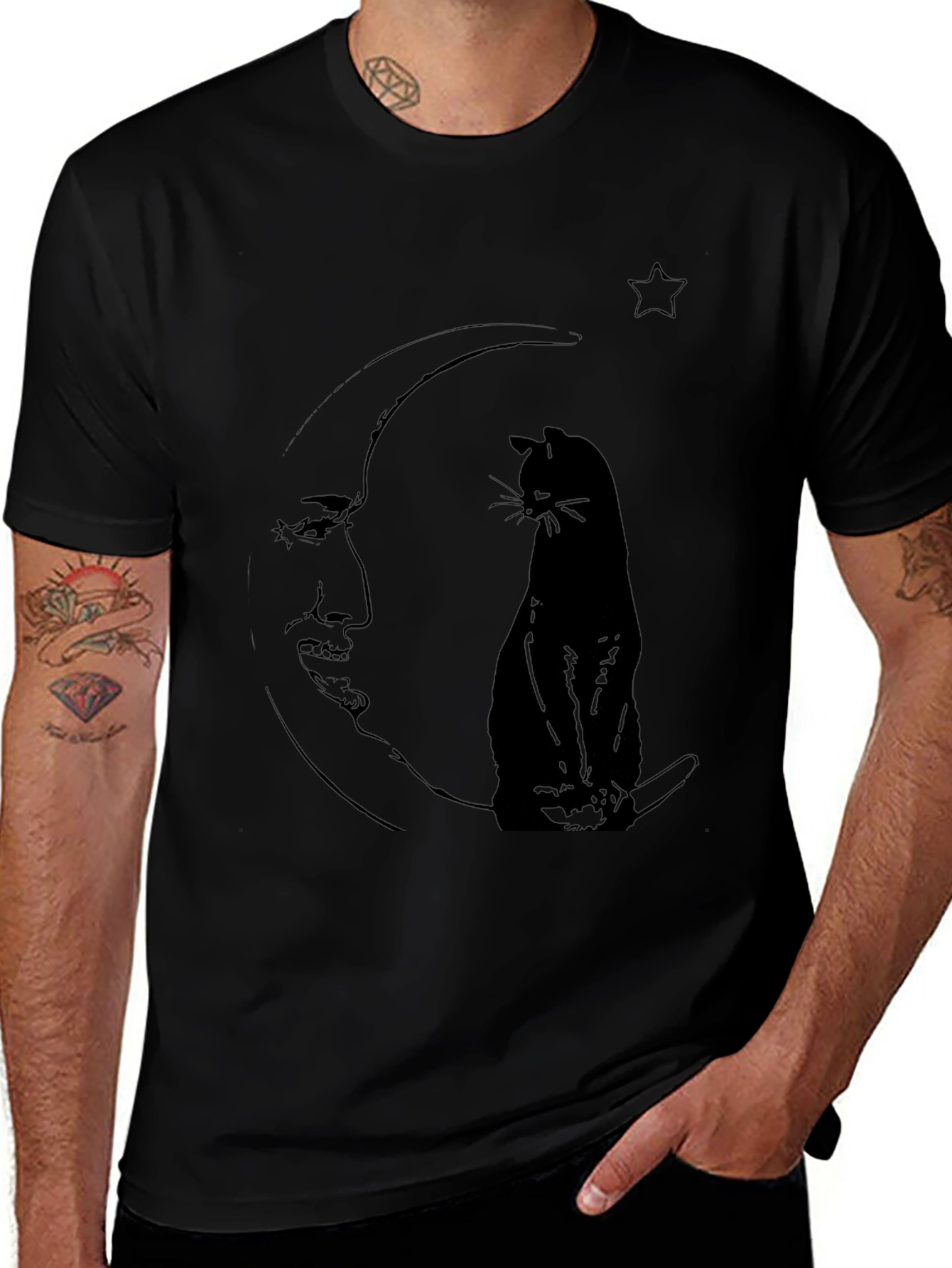 Cat on the Moon Graphic Tee