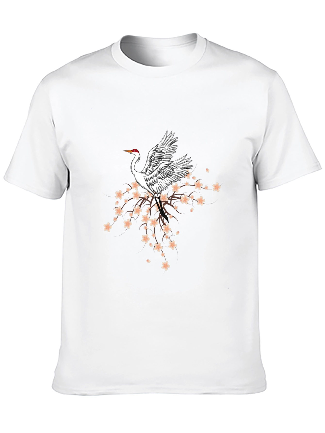 Crane & Cherry Blossom Graphic Tee - Black