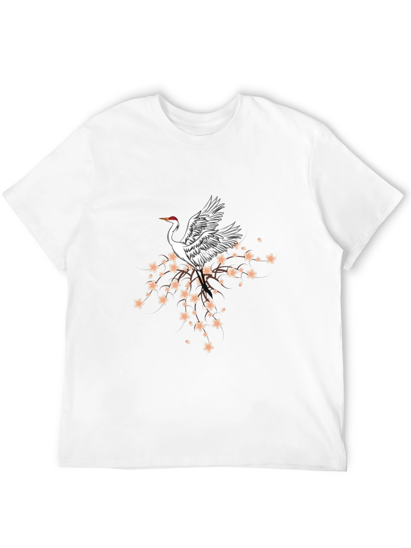 Crane & Cherry Blossom Graphic Tee - Black