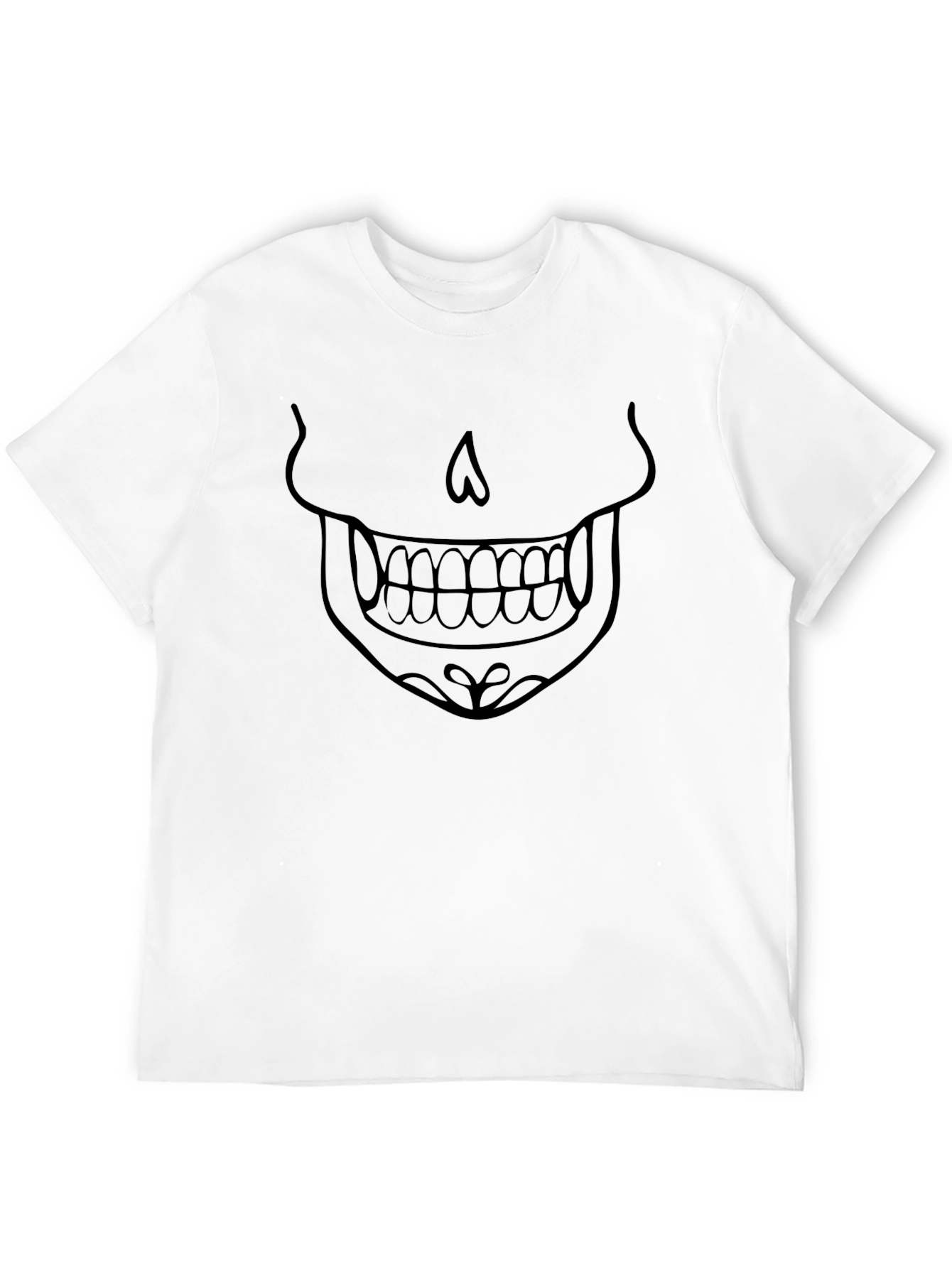 Skull Face Graphic Tee - Black Cotton T-Shirt
