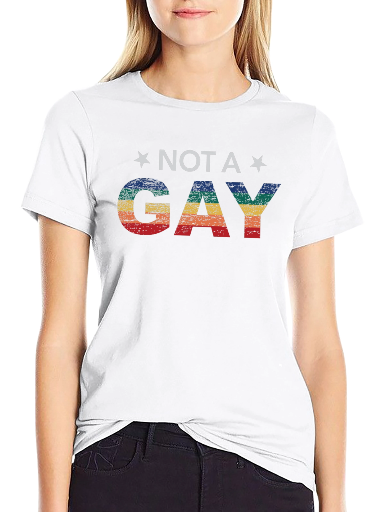 Not A Gay Pride Rainbow Graphic T-Shirt