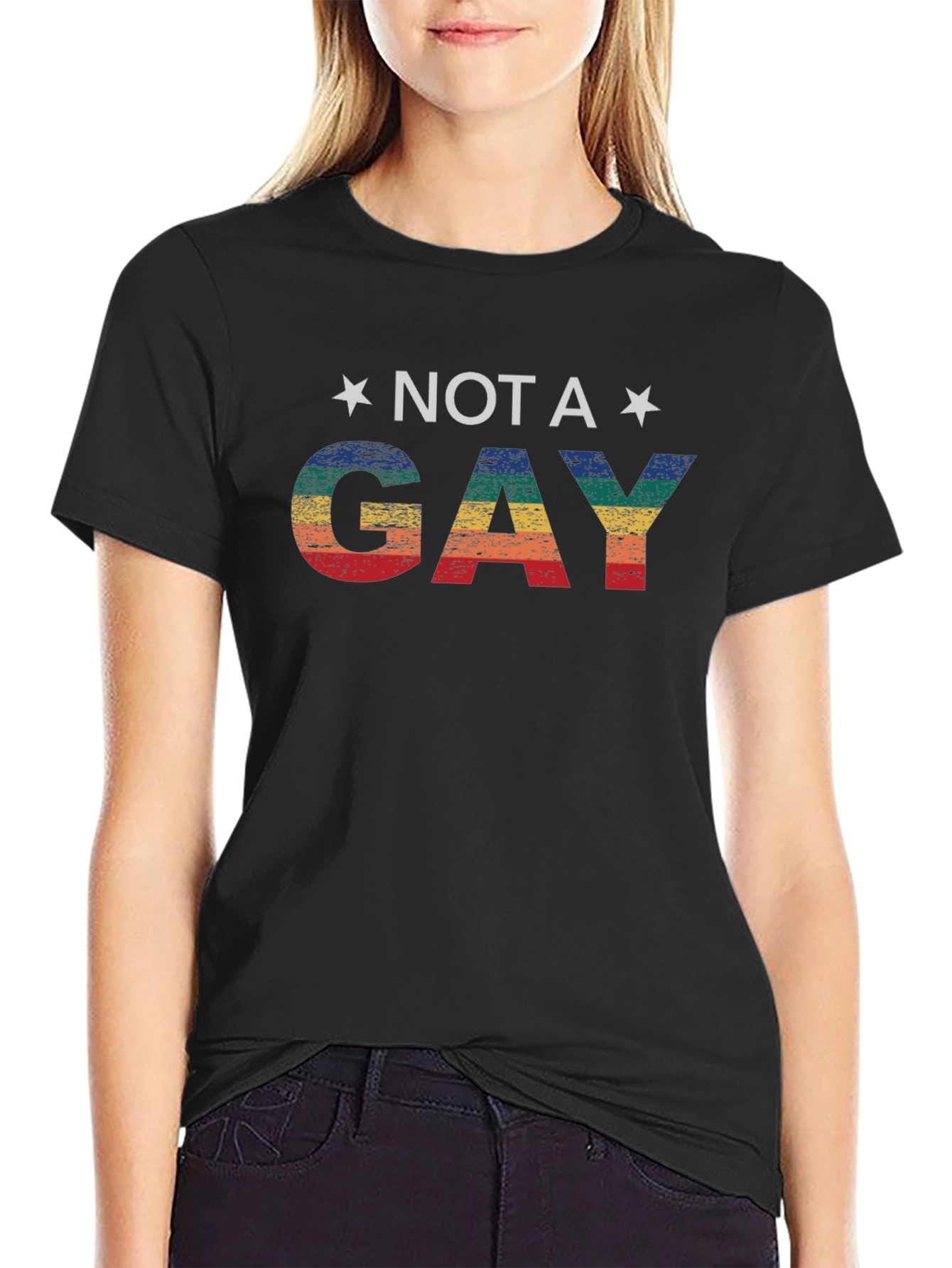 Not A Gay Pride Rainbow Graphic T-Shirt