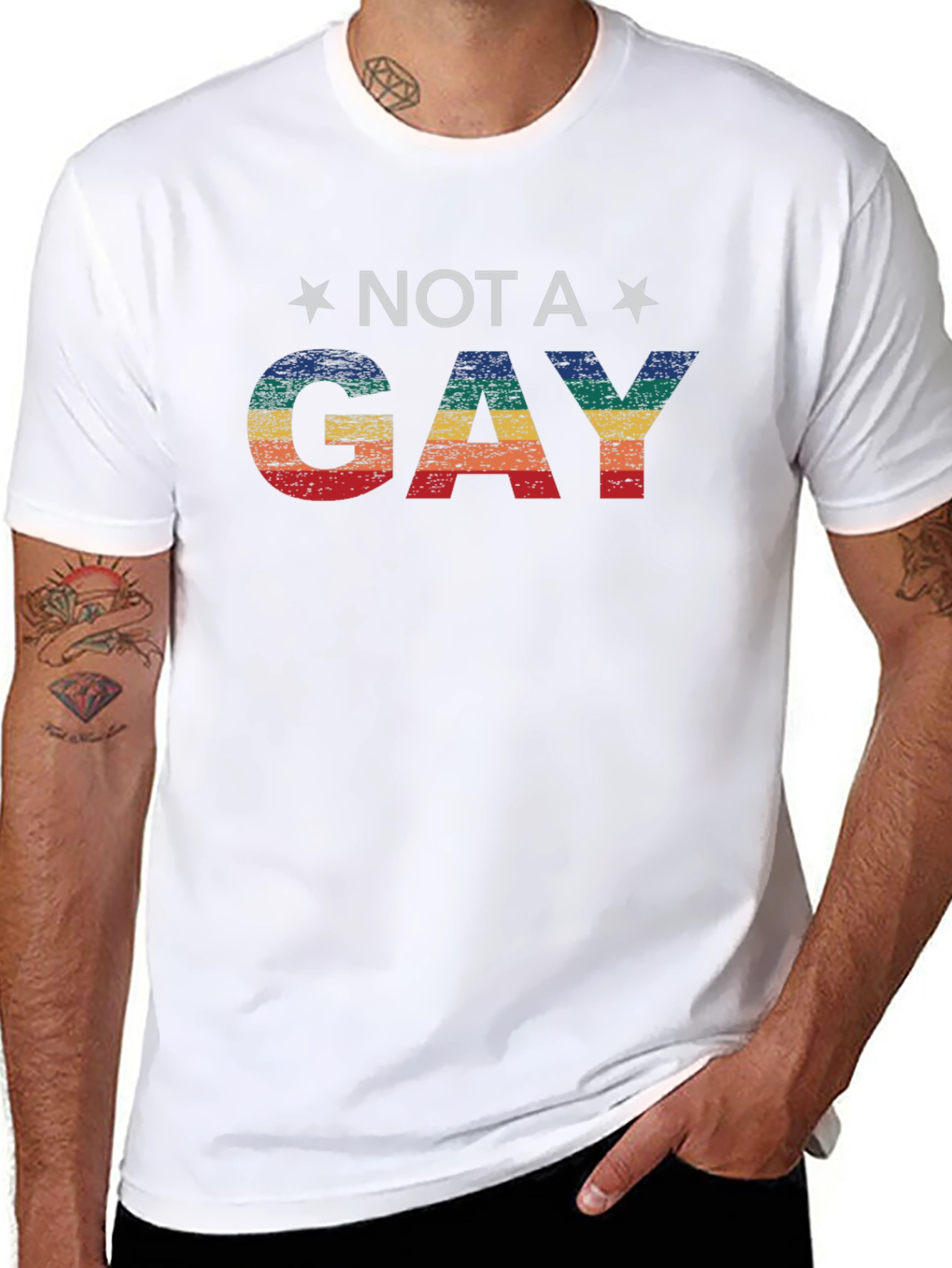 Not A Gay Pride Rainbow Graphic T-Shirt